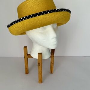 NWT Street*Smart By Betmar Yellow Straw Boater Hat With Rolled Brim